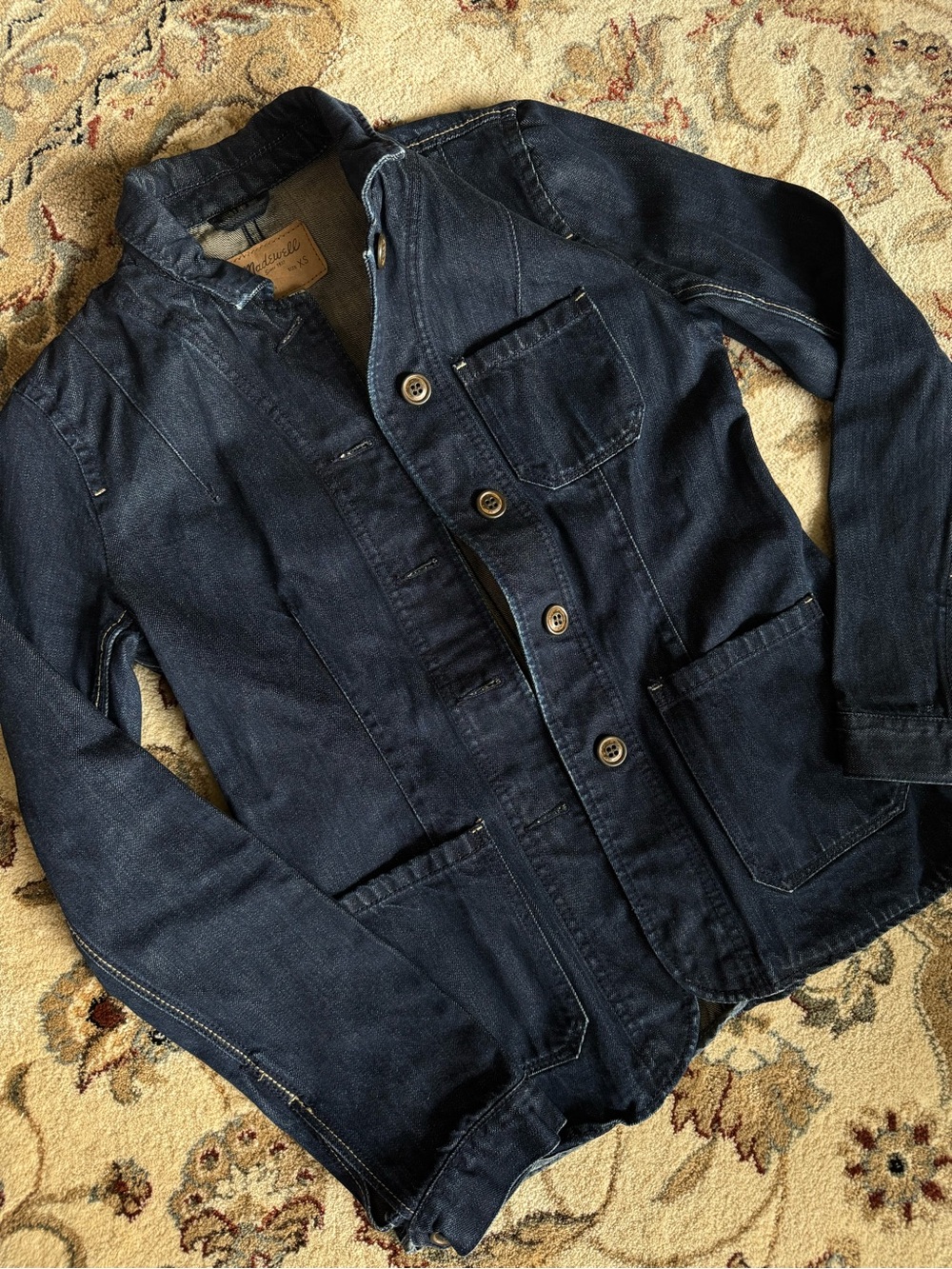 Like New Madewell Dark Blue Denim Jacket - Classic Metal Button Front Retro XS